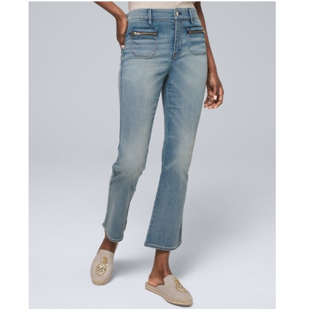 WHBM High-Rise Everyday Soft Denim Skinny Flare Crop Jeans STYLE: 570306439